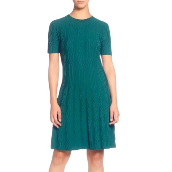 Catherine Malandrino Green Raised Graphic Knit Style Dress Sz L - Picture 1 of 10